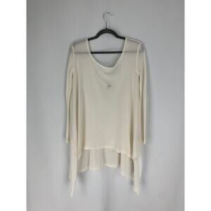 We The Free Waffle Knit Oversized Long Sleeve Tee Womens XS Cream Free People
